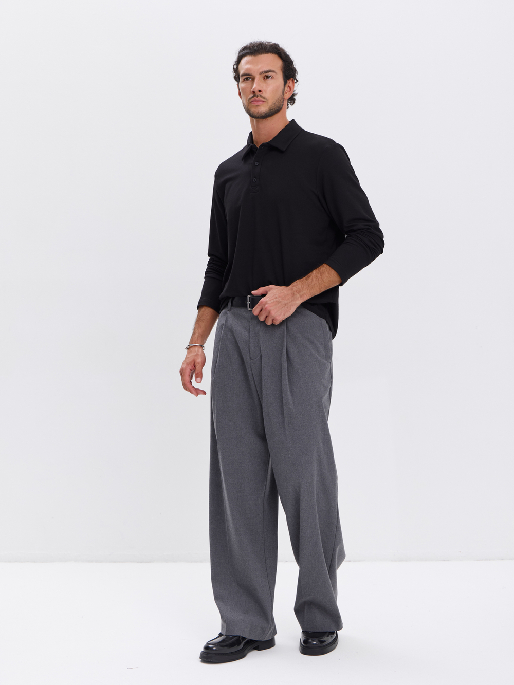 Повседневный базовый лонгслив поло