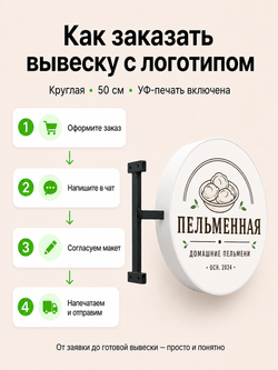 Вывеска на заказ с логотипом световая круглая 50 см