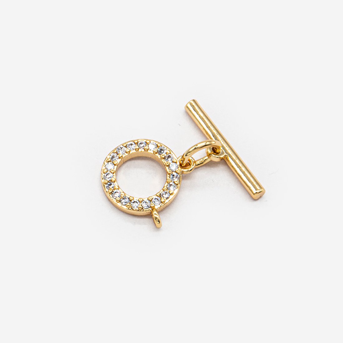 Замок тогл "Сверкающий", 11*11мм, фианиты, позолота