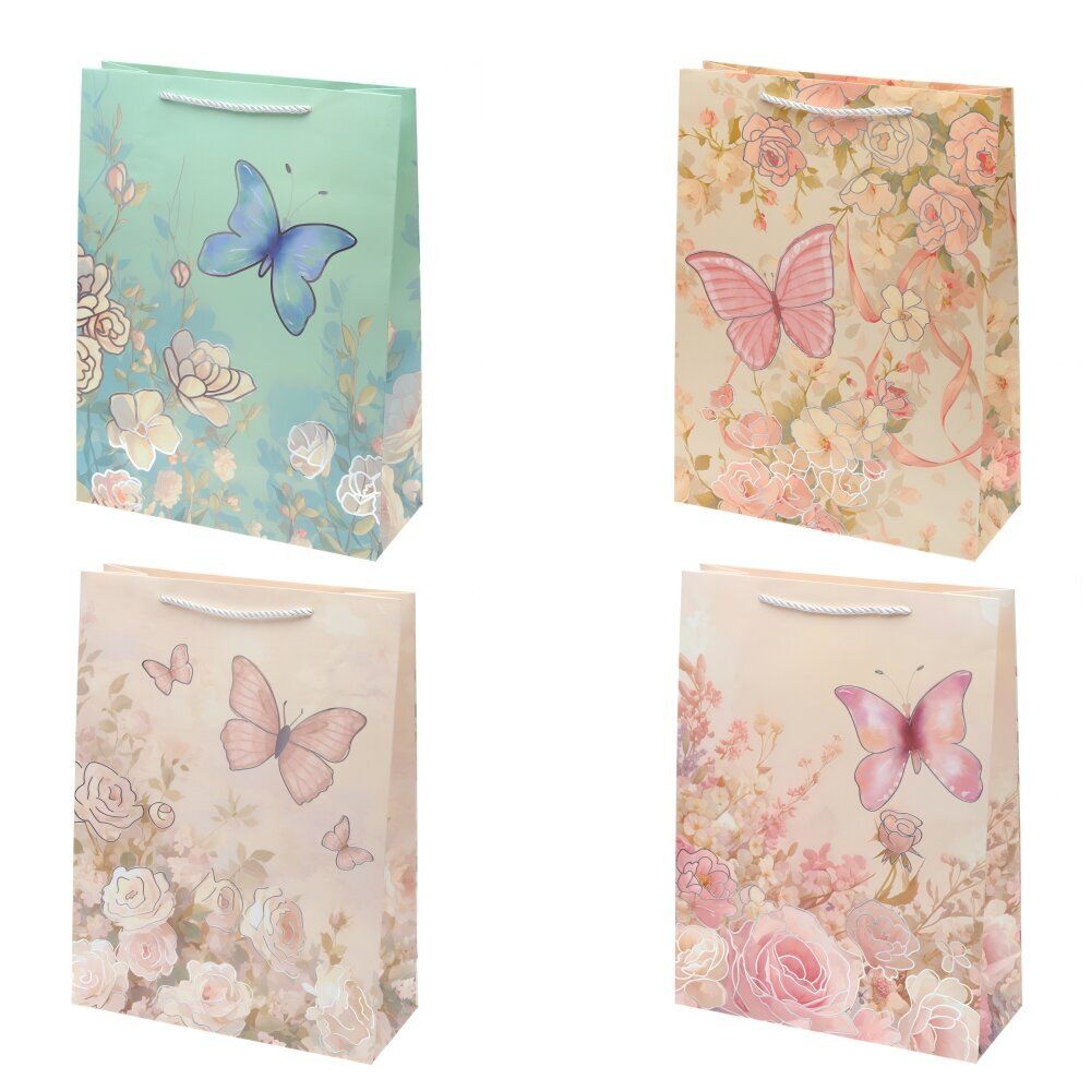 GAEM Пакет подарочный L (бумага 210г/м2, блок 12шт), L30 W12 H40 см, 4в.