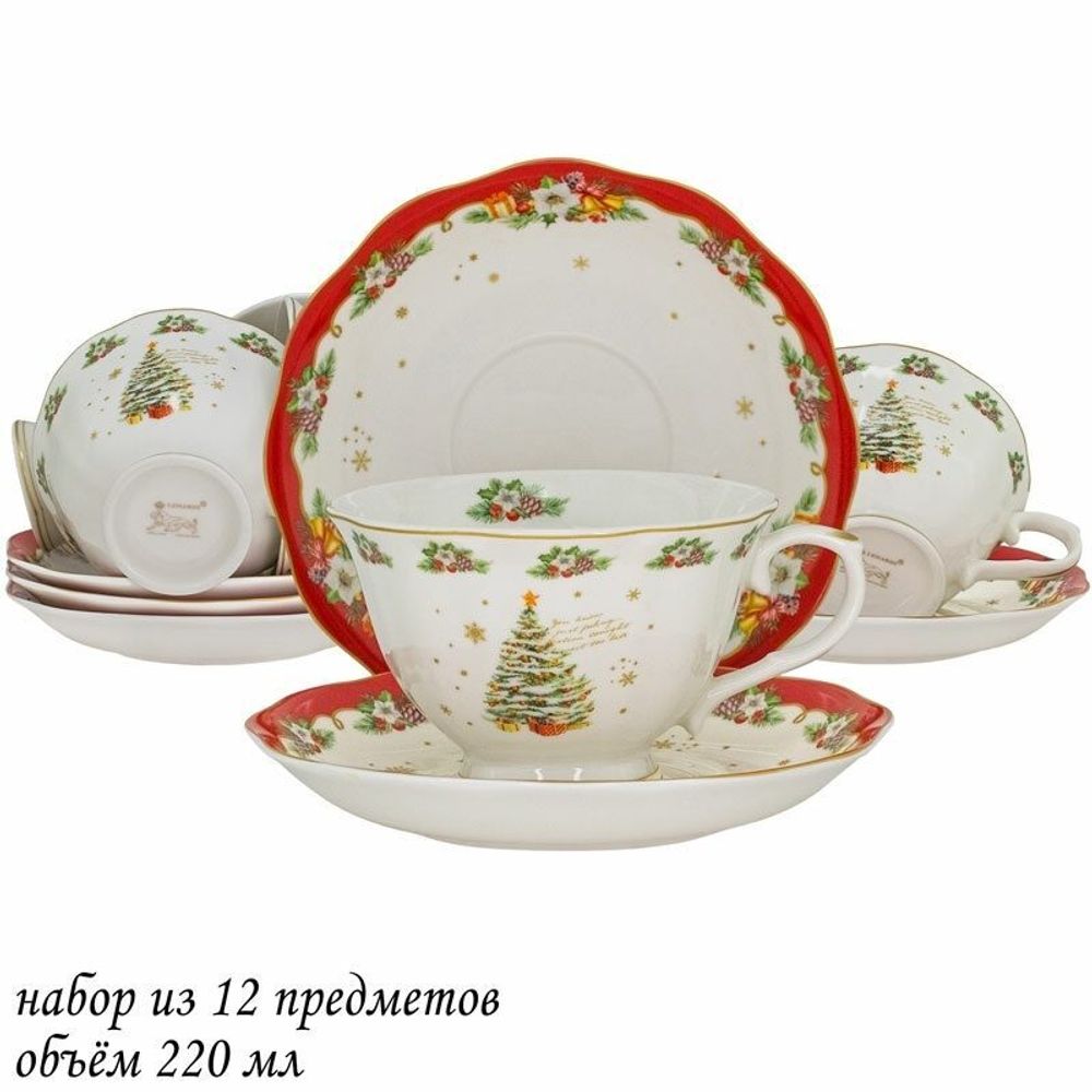Lenardi 205-292 Чайный набор 12пр. 250 мл НОВЫЙ ГОД в под.уп.(х6)Фарфор
