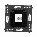 Телефонная розетка RJ-12 без шторки в стену одинарная, "Avanti", "Черный квадрат"