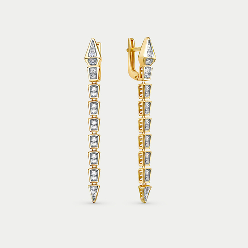 Серьги женские длинные с фианитами