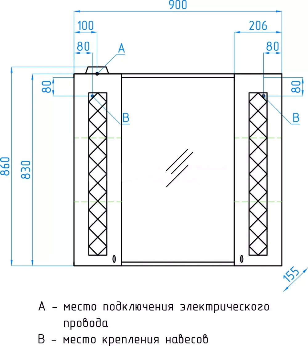 Зеркальный шкаф Style Line Канна 90С