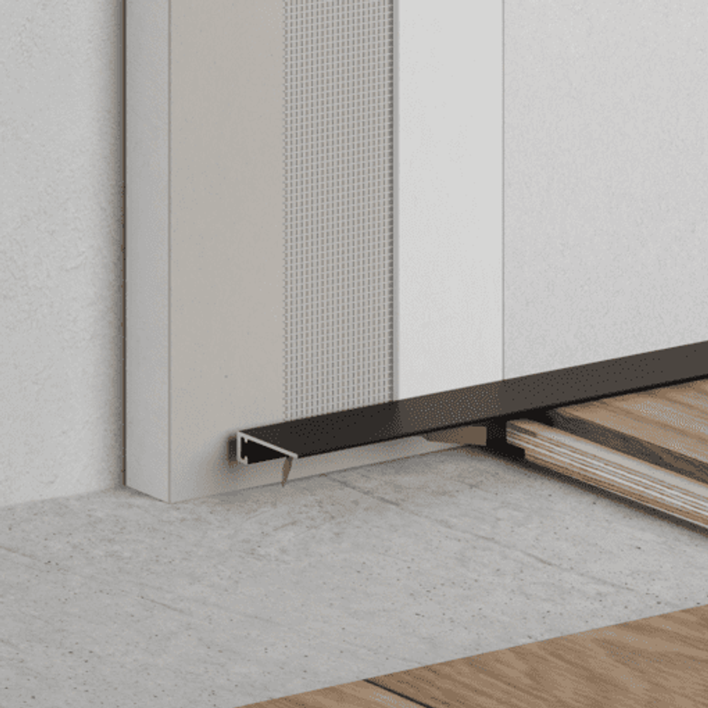 Микроплинтус для пола черный матовый, алюминиевый, C-05.25.3 Ликорн 6×16×2500 мм