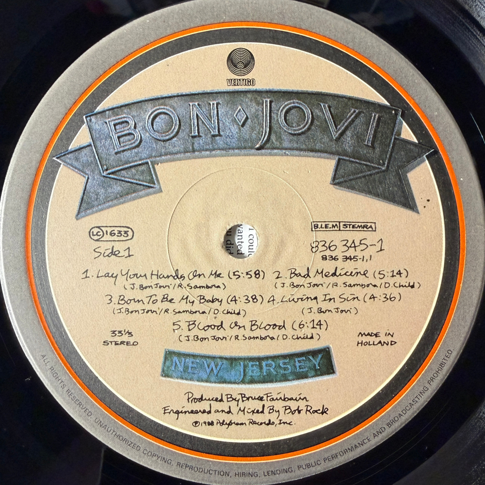 Виниловая пластинка Bon Jovi - New Jersey LP