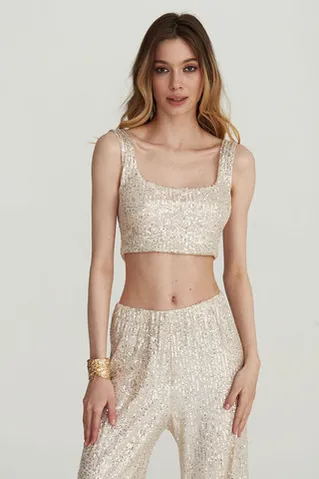 Топ с пайетками цвета шампань