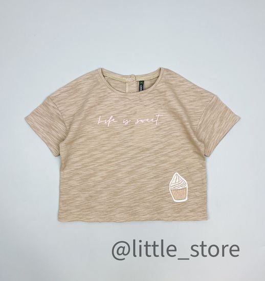 Футболка хлопковая "Сладкий зефир" Темно-бежевый