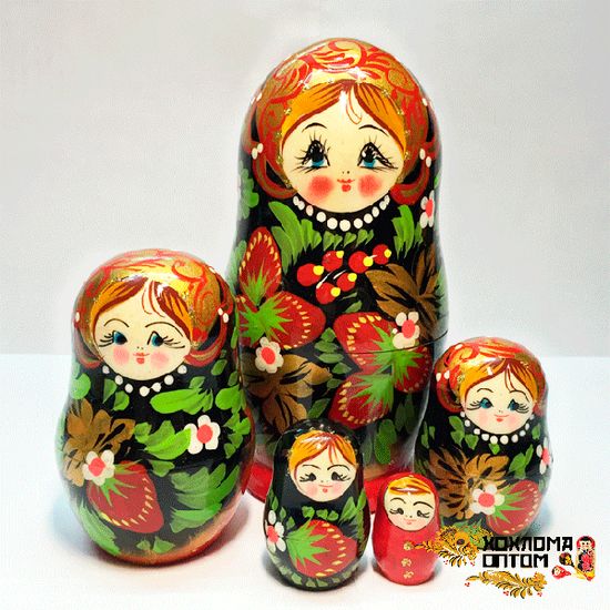 LHM10155 Матрешка "Хохлома малая" 5 кукольная, Хохлома