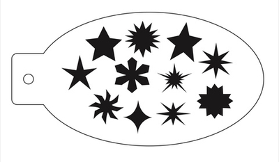 Трафарет для аквагрима овальный "Звезды и снежинки" 7 на 13 см