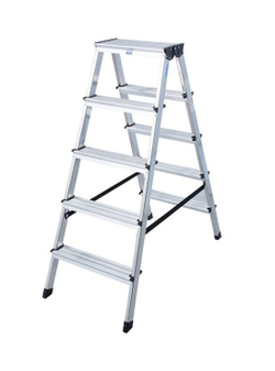 DOPPLO Двусторонняя стремянка, 2 х 5 ступенек,раб. высота 2,86 м(120342)