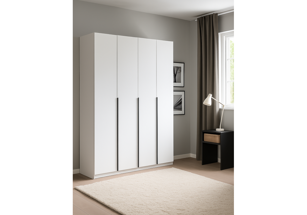 Шкаф Woodville Даиго четырехстворчатый белый текстурный