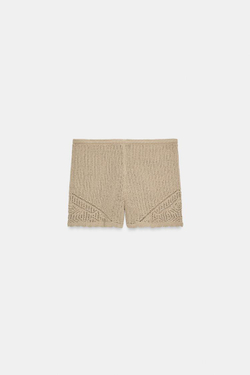 ZARA ШОРТЫ ИЗ АЖУРНОГО ТРИКОТАЖА, РЫЖЕВАТО-КОРИЧНЕВЫЙ