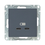 Механизм розетки USB-C - 2шт, графит Эпика EKF