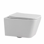 Унитаз подвесной Abber Rechteck AC1201-AC0105-AC0121MW белый, безободковый, с инсталляцией, с крышкой микролифт, с белой матовой кнопкой