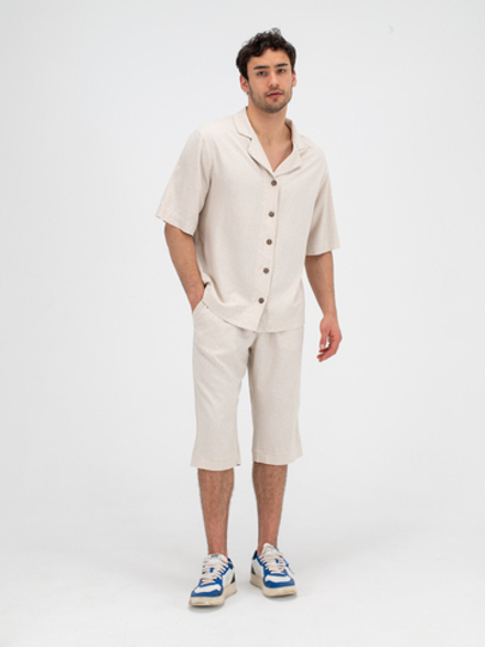 Костюм льняной с шортами. Песочный