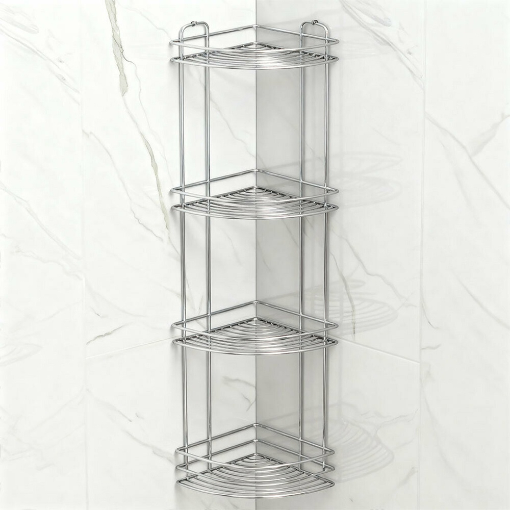 Полка угловая 4-ярусная 21*21*82,5см "Basic", хром