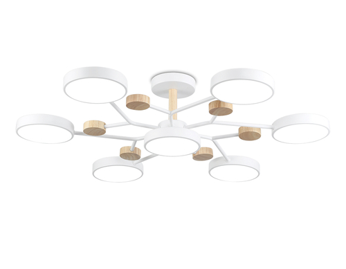 Светильник светодиодный подвесной FL4864/7 WH/WD белый/дерево 126W 3000-6000K D830*190 (без ПДУ)