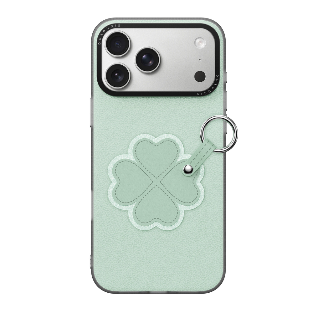 Чехол зеленого цвета (Clover Edition) для смартфона iPhone 17 Pro, серия Luvy Series (со съемным ремешком) от Dux Ducis