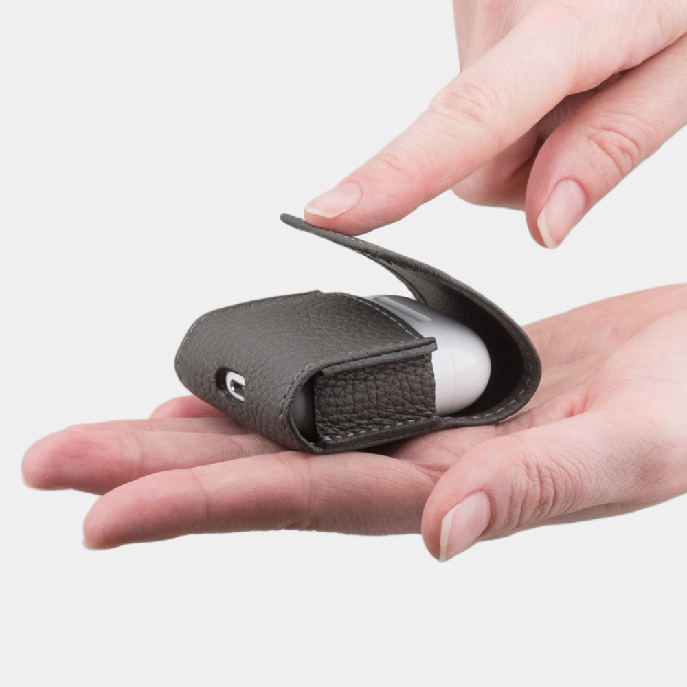 Чехол для наушников Petit из кожи теленка, серого цвета