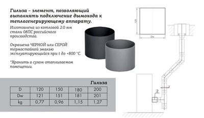 Гильза КПД чёрный М-М D150 мм (сталь 2 мм)