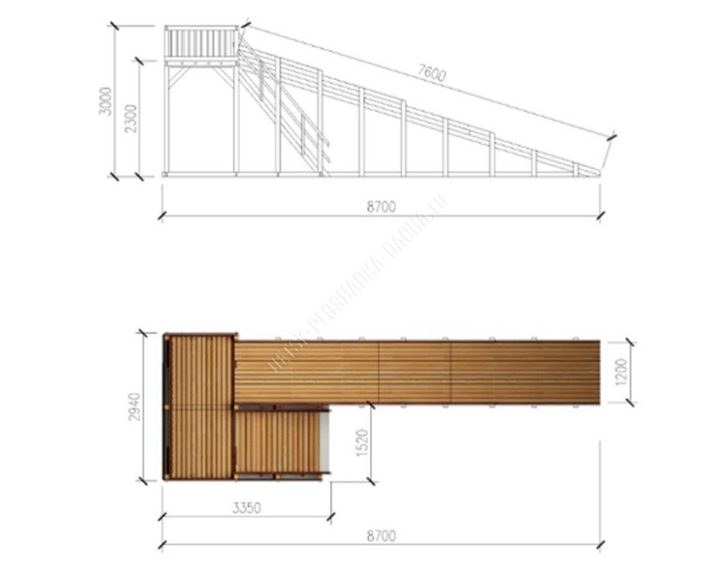 Зимняя горка TORUDA Север wood-6 (скат 7.6 м)