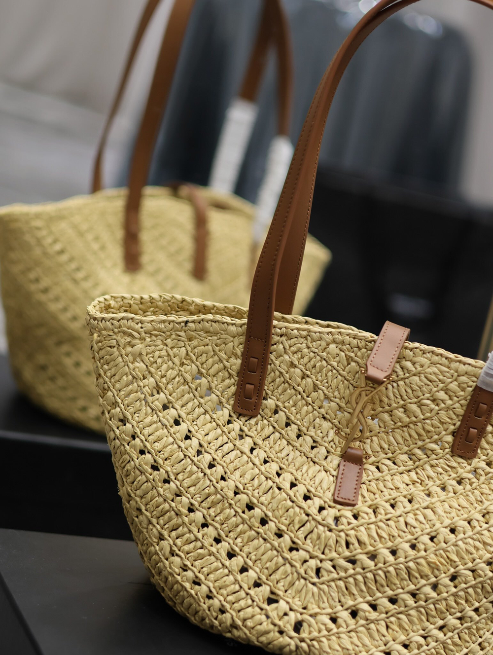 Saint Laurent Panier Small in Raffia