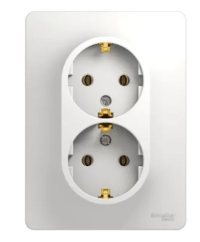 Розетка GLOSSA 2-м с з/к без шт. белая в сборе арт. GSL000124 (10) ш/к  3606480657771