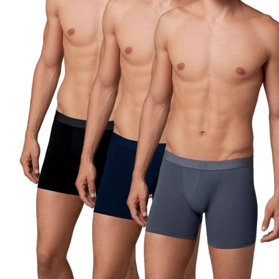 Набор мужских трусов боксеров 3в1 (черные, антрацитовые, темно-синие) Doreanse 1742