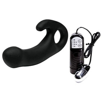 Массажер анальный с виброяйцом Butt Silicone (7 режимов) (Цвет: черный)