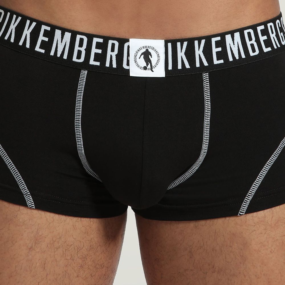 Мужские трусы хипсы набор 2 в 1 черные Bikkembergs BKK1UTR06BI1111