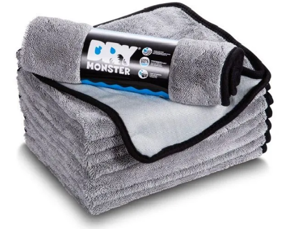 DRY MONSTER TOWEL Серое микрофибра для сушки с оверлоком 55*75см 750гр/м