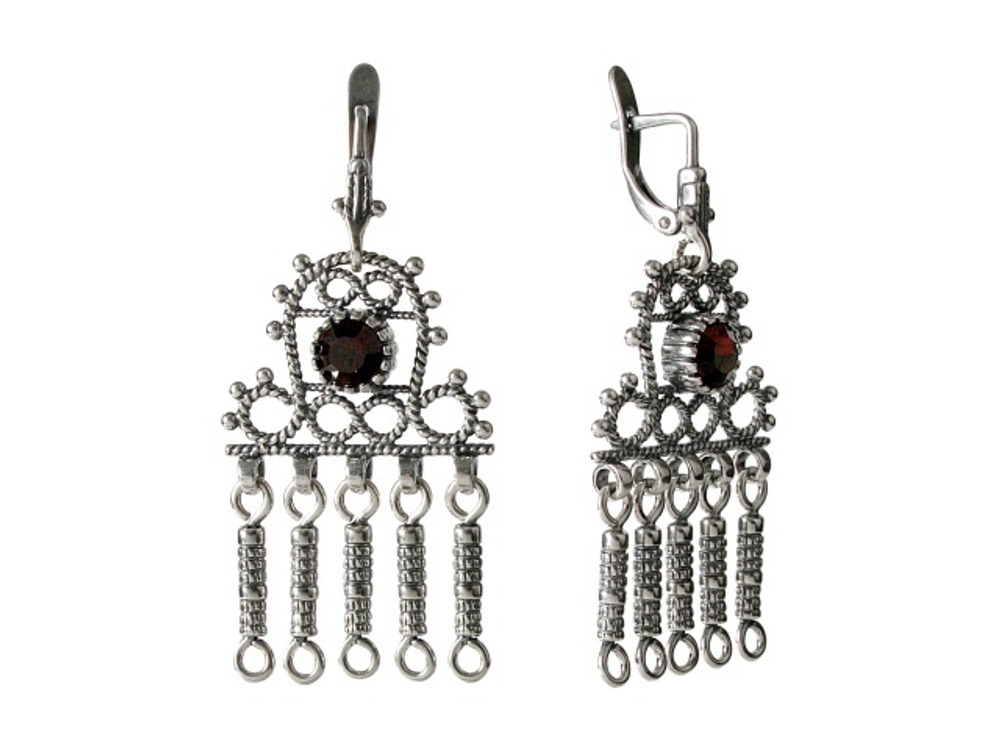 "Вологодские" серьги в серебряном покрытии из коллекции "Возрождение" от Jenavi с английским замком