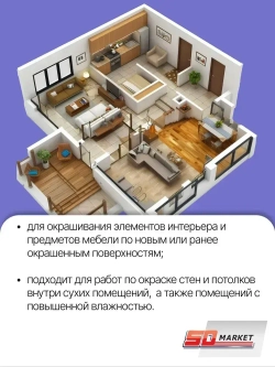 Краска для мебели и творчества фиолетовая 750 гр , SOLEX