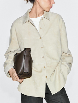 Massimo Dutti Небольшая сумка через плечо из кожи наппа, хаки