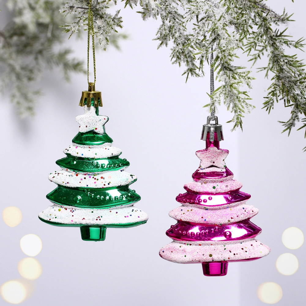 Ёлочные игрушки «Ёлочки яркие» 8см микс цветов (набор 2 шт)