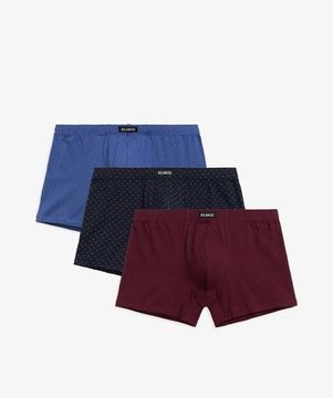 Трусы мужские боксеры (3шт), Atlantic 3MH-197, голубой + темно-синий + каберне