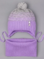 Шапка для девочки осенняя вязаная и снуд