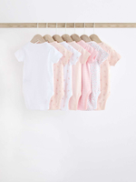 Боди с коротким рукавом для малышей Next K79-568, 7 шт., Белый, Розовый