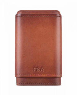 Чехол P&A на 4 сигары Робусто, натуральная кожа и кедр, S202-Cognac