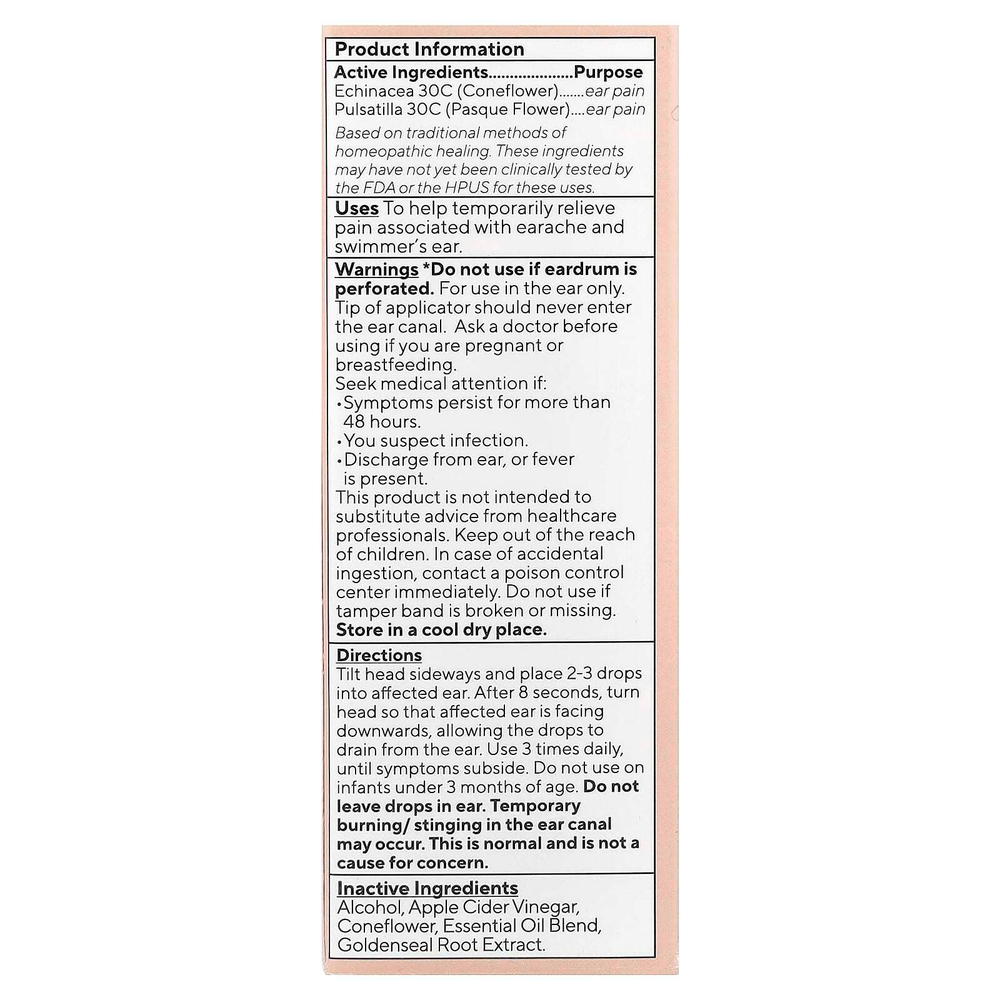 Marie Originals, Биоактивные капли от боли в ушах, 14 мл (0,5 жидк. Унции)