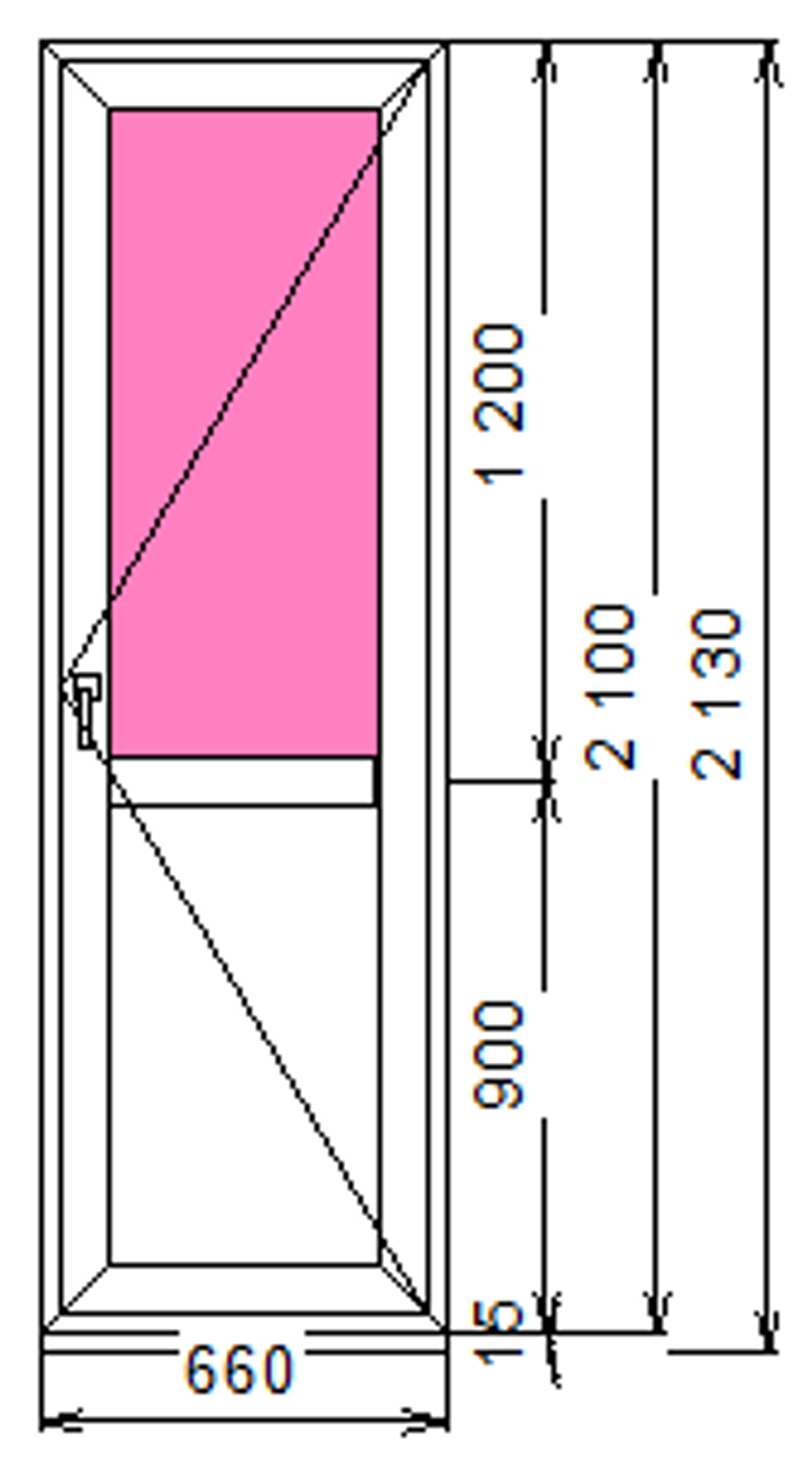 Дверь из ПВХ 2100 х 660