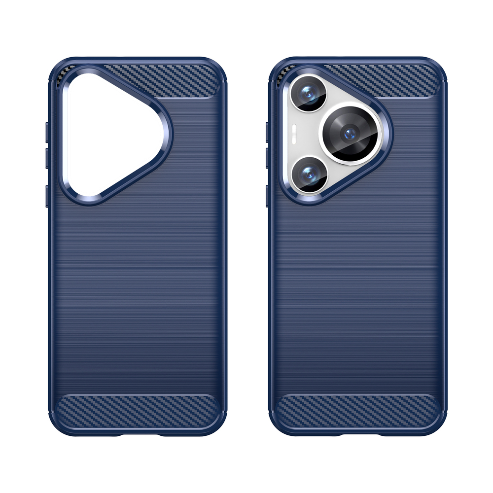 Чехол в стиле карбон синего цвета на Huawei Pura 70 Pro и Pura 70 Pro+, мягкий отклик кнопок, серия Carbon от Caseport