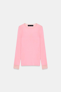 ZARA СВИТЕР ИЗ ТОНКОЙ СМЕСОВОЙ ШЕРСТИ, ЛИНЯЛЫЙ РОЗОВЫЙ