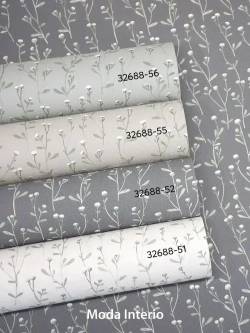 Обои флизелиновые, веточка на зеленом фоне, метровые, для спальни, Tenero (Moda interio, арт.32688-56)