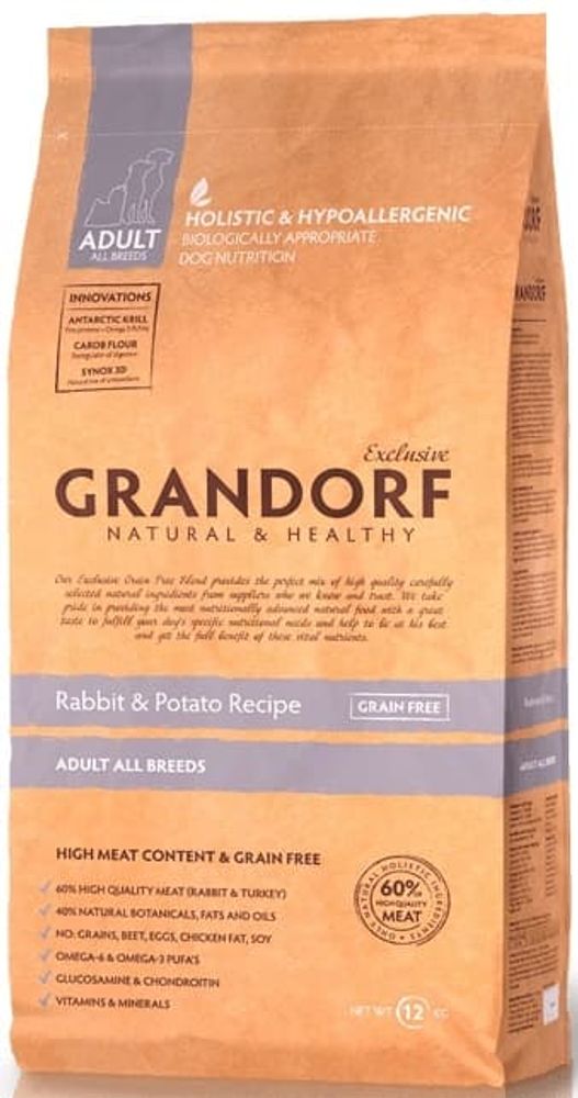 Сухой корм для собак всех пород GRANDORF DOG Rabbit&amp;Potato ALL BREEDS с кроликом и картофелем, Пакет 12 кг