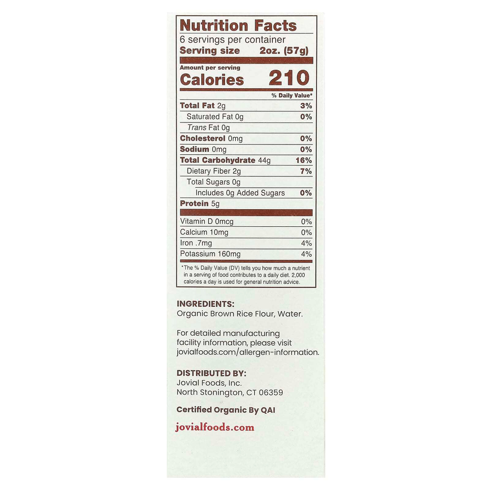 Jovial, Макароны фузилли из 100% органического бурого риса, 12 унц. (340 г)