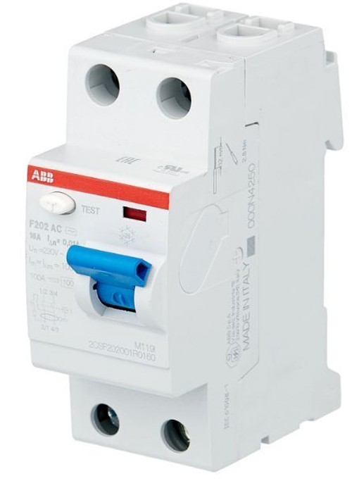 Выключатель дифференциального тока 2п 16А 10мА C F202 (УЗО) ABB