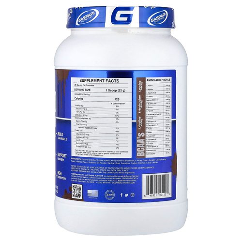 Gaspari Nutrition, Proven Blend, смесь протеинов из разных источников, со вкусом двойного шоколада, 896 г (2 фунта)