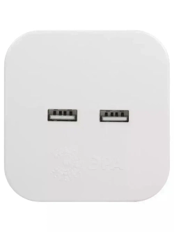 Тройник розетка электрический с usb ЭРА SP-4-USB-W / Разветвитель юсб без заземления, 4 розетки, 220V + 2xUSB 2400mA